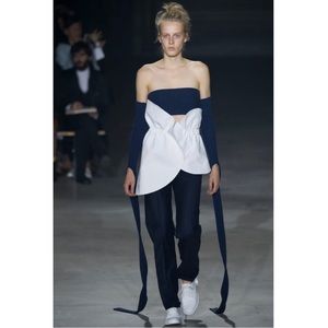 Jacquemus Navy Pinstripe Straight Leg Pants